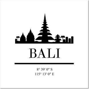 BALI INDONESIA BLACK SILHOUETTE SKYLINE ART Posters and Art